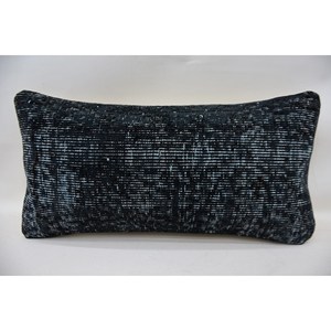 Almohada de retazos Kantha de lana negra, almohada tejida de 12x24 pulgadas, estampado bordado Vintage, portátil para ropa de cama, suelo de Navidad - Product Image 4