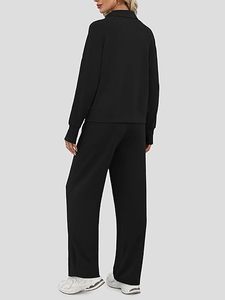 Conjunto Deportivo Informal de Dos Piezas para Mujer, Corte Regular, Color Sólido, Secado Rápido y Transpirable, Ropa de Viaje - Product Image 5