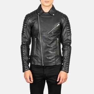 Veste en cuir véritable personnalisée de la meilleure qualité pour hommes vente en gros veste à glissière au meilleur prix - Product Image 2