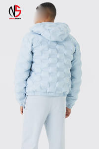 Chaqueta de hombre de último diseño, con capucha y sellado térmico, acolchada, en azul claro, a prueba de viento, con relleno de plumón, chaqueta de burbujas personalizada para hombre - Product Image 2