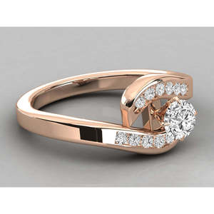Bague solitaire en or 14 carats avec diamant brillant de laboratoire - Product Image 1