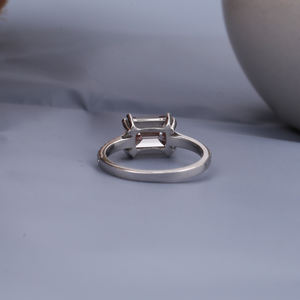 Luxueuse bague de mariage en or massif 10 carats East West Emerald Cut Lab Grown Pink Diamond Pave Setting Bague de fiançailles à la mode IGI - Product Image 4