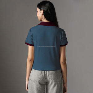Chemisiers blancs formels respirants pour femmes Fit2Fight, imprimé rayé sur le devant, manches longues, chemises polo de bureau pour femmes - Product Image 2