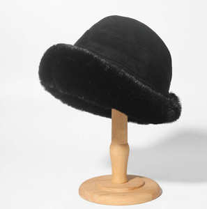 Sombrero de Pescador para Mujer SIDDIQUI HOSINEX 2024, de Piel Sintética, Laminado, Casual, de Felpa, sin Costuras, Lavado, Teñido, Desgarrado, Cálido para Invierno, con Lazo - Product Image 5