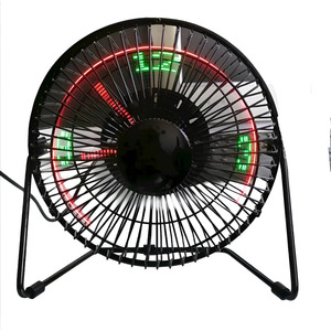 Desk Fan with <b>LED</b> Light, USB, <b>Clock</b> and Temperature Display, 18cm, Plastic, 3 Assorted Colors - Product Image 1