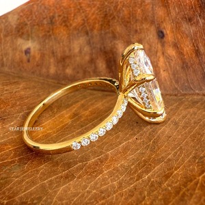 14K แข็งทอง2.50 CT CVD Marquise CUT IGI ได้รับการรับรองเพชรโซลิแทร์ซ่อนรัศมีแหวนหมั้น - Product Image 3