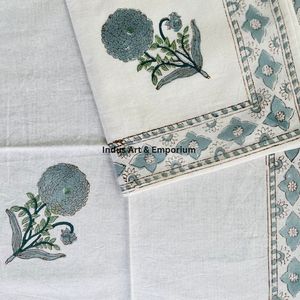 Hand Block Printed Placemat & Napkin - Buy Custom Printed Placemats,Hand Painted Table Cloth,Stock Hand Block <b>Place</b> <b>Mat</b> Napkin - Product Image 2