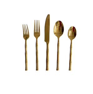 Cuillère fourchette en laiton vintage couteau à beurre ensemble de couverts avec manche en forme de bambou prix de gros en vrac sains - Product Image 5