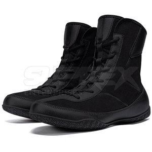 Chaussures de boxe en cuir confortables et élégantes, couleur noire, légères et respirantes, chaussures d'entraînement - Product Image 2