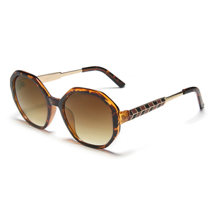 Gafas <span class=keywords><strong>de</strong></span> Sol Hexagonales Extra Grandes <span class=keywords><strong>de</strong></span> Alta Calidad con Montura Estampada y Patillas Metálicas <span class=keywords><strong>a</strong></span> <span class=keywords><strong>Cuadros</strong></span>, Precio Razonable, Logotipo Personalizado - Product Image 4