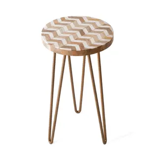 White Chevron String Side Table