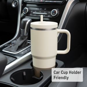 Gobelet isotherme sous vide en acier inoxydable de 40 oz avec poignée et paille, isolation thermique 24 heures, anti-transpiration, sans BPA, compatible lave-vaisselle - Product Image 4