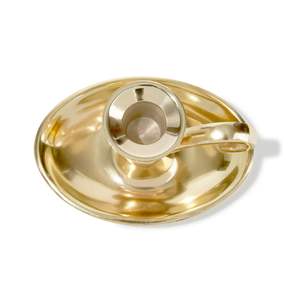 Bougeoir conique en métal doré avec poignée, finition laiton classique, centre de table décoratif, fait main, écologique pour la maison et la salle à manger - Product Image 6