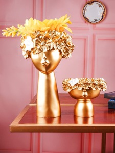 Visage sculptural Centre de table Figurine décorative élégante pour table Décoration intérieure Bureau Cadeau Affichage Art Showpiece Plaqué Or - Product Image 5