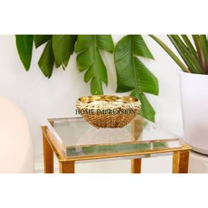 Bol en métal avec base en métal, design unique, forme ronde, bol de service de fruits secs pour la maison, l'hôtel et le restaurant. - Product Image 5