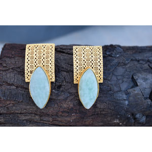 ต่างหูเม็ดเดี่ยวสำหรับผู้หญิงและหญิง,ต่างหูห่วงหินทำมือเคลือบสีทองแฟชั่นสวยๆ - Product Image 3