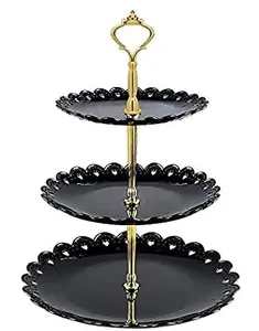 Présentoir à gâteau en métal à 3 niveaux rond en métal pour pâtisserie, dessert et bricolage Support à gâteau de luxe fait main - Product Image 1