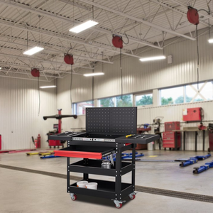 Armoire à outils roulante Chariot à 3 niveaux Outil à main Robuste Stockage d'outils Mallette d'équipement Métal noir pour mécanicien Style OEM Industriel - Product Image 4