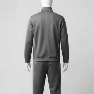 Men <b>Charcoal</b> Gray Tracksuit Set Full Zip Athletic Jacket <b>Jogger</b> Pants Sportswear Training Gym Running Fitness Casual Activewear - Product Image 4