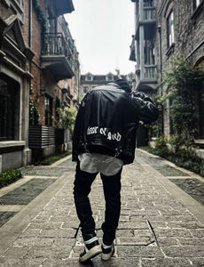 LINCLOT Veste en cuir véritable vintage de luxe pour hommes avec broderie, col montant, design de rue pour la moto en hiver - Product Image 5