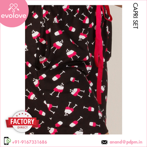 Fabricado EN LA India Venta caliente 100% ropa de dormir de algodón Vestido de noche Hasta la rodilla Pijama de dos piezas para mujer Conjunto Capri - Product Image 4