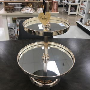 Aluminum <b>Casted</b> Round Cake Stand Silver Finished Design Stem Nickel Finishing Cup Cake Dessert Server Dishwasher Safe Best Price - Product Image 1