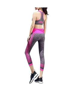 Conjunto personalizado de manga larga para yoga y gimnasio para mujer, mallas de entrenamiento de dos piezas con patrón de rayas con orificio para el pulgar - Product Image 2