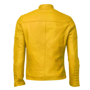 Top Quality <b>Men's</b> Genuine Lambskin Leather <b>Jacket</b> Vintage <b>Yellow</b> Slim Fit Biker Leather Bomber <b>Jacket</b> For <b>Men</b> - Product Image 4
