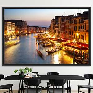 Obra de arte impresa en lienzo: decoración de pared con vista de Venecia - Paisaje urbano elegante, 1 pieza: con marco negro - Product Image 1