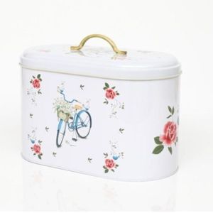 Boîte à pain en métal bleu vintage de 9,8 L avec poignée 178x338x200mm pour le stockage des aliments et les promenades à vélo - Product Image 3