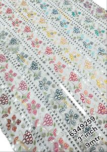 Rubans et dentelles brodés à la machine huit couleurs sur mesure Grosgrain de 2 pouces de large pour robes de mariée - Product Image 2