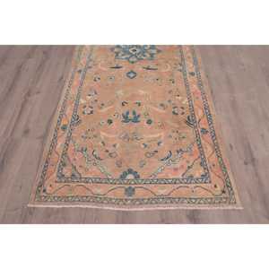 Alfombra Turca Vintage, Alfombra de 3.8x10 pies, Alfombra de Lana con Diseño Floral Marrón y Azul - Product Image 2