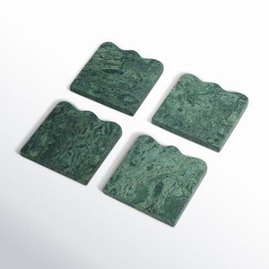 <b>Green</b> Granite Natural Stone <b>Coaster</b> Set Handcrafted Polished Drink <b>Coasters</b> Heat Resistant Table Protection for Home Dining Bar - Product Image 1