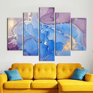 Elegante lienzo artístico de mármol dorado - Decoración de pared moderna impresa, paquete de 5: Envoltura tipo galería - Product Image 1