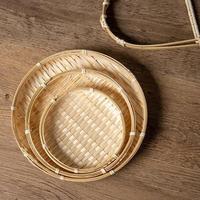 Panier en bambou naturel tissage plateau de service pliable à 3 niveaux rangement facile panier à fruits en bambou étagère panier de rangement pour la maison