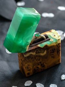 Hecho a mano al por mayor propuesta de compromiso boda única doble ranura de madera y resina caja de anillo de joyería - Product Image 2