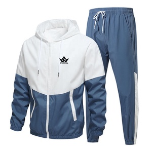 Design Quick Dry Polyester Sweatpants Set Spring Wear tittle Men's Full <b>Zip</b> <b>Hooded</b> Tracksuit Set Color Block Design Quick Dry - Product Image 2