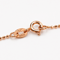 Collar de Cadena con Cuentas Brillantes de Plata de Ley 925 y Oro Rosa, 45 cm, 1.14 g, Joyería Delicada para Mujer