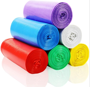 Bon prix sac à ordures en plastique jetable de couleur personnalisée en rouleau pour emballage ménager sac de produits plat de supermarché en rouleau - Product Image 1