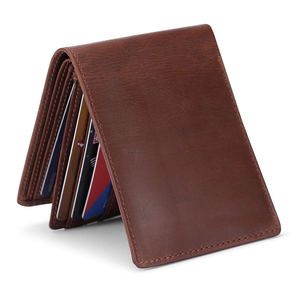 Cartera de cuero para hombre con bloqueo RFID, carteras plegables con tarjetas de crédito y ventana de identificación, cartera para hombre, monedero para hombre - Product Image 1