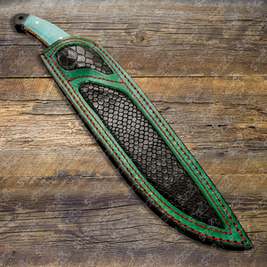 ด้ามจับมีด D2เคลือบผงสีดำ G10 Micarta สำหรับใช้ในครัวปลอกหนังตัดเรียบ - Product Image 6