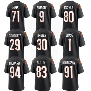 Jersey de Fútbol Americano Cosido de Cincinnati 2025, Superventas, 30 Marrón, 71 Mims, 91 Hendrickson, Uniforme Deportivo Corto Transpirable Unisex - Product Image 1