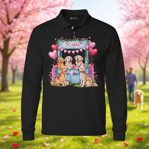 T-shirt à manches longues pour les amoureux des chiens, Golden Retriever et cœurs de la Saint-Valentin pour la Saint-Valentin, polos pour les promotions - Product Image 3