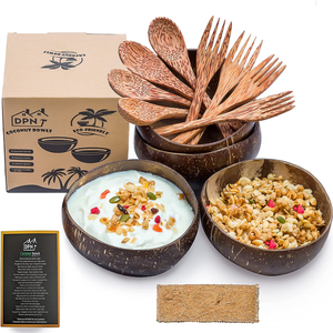 Bol en coquille de noix de coco artisanal petit bol écologique pour la fête Logo laser gratuit fabriqué au Vietnam pour les présentoirs de bougies - Product Image 2