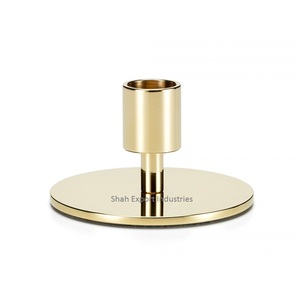 Portavelas cónico de latón decorativo para fiestas de eventos de boda, velas de mesa hechas a mano de alta calidad chapadas en oro - Product Image 1