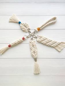 Porte-clés Macramé Tissage Gland Porte-clés pour Sac Portefeuille Sac À Main Décorations Voiture Porte-clés Titulaire Bijoux Femmes Charme Cadeau - Product Image 5