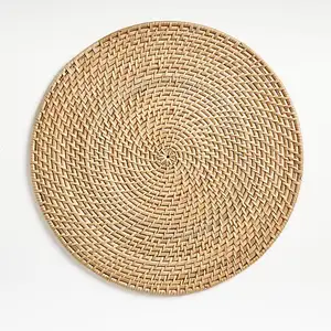 Napperon rond en paille naturelle écologique Napperons en paille tressée Tapis de table personnalisé Chemin de table et napperons en jute naturel