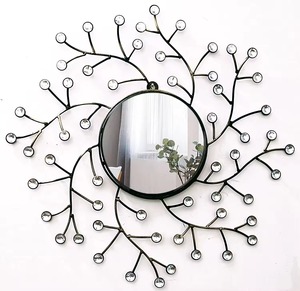 Miroir mural rond en fer, métal et verre de style américain haut de gamme Miroirs muraux européens Miroir de salle de bain fait à la main - Product Image 2