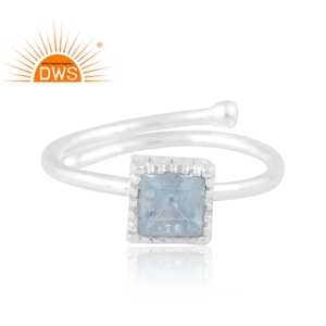 Anillo apilable de piedras preciosas de Topacio Azul Natural de plata de ley fina superventas, joyería personalizada para mujer, regalo para ella - Product Image 3