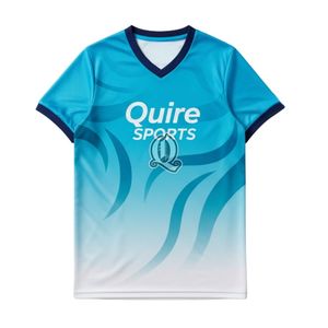 เสื้อฟุตบอลผ้าโพลีเอสเตอร์ระบายอากาศได้ดีลายคลื่นสีฟ้าอ่อนแบบปรับแต่งได้สำหรับผู้ชายเยาวชนทีมฝึกซ้อม - Product Image 2